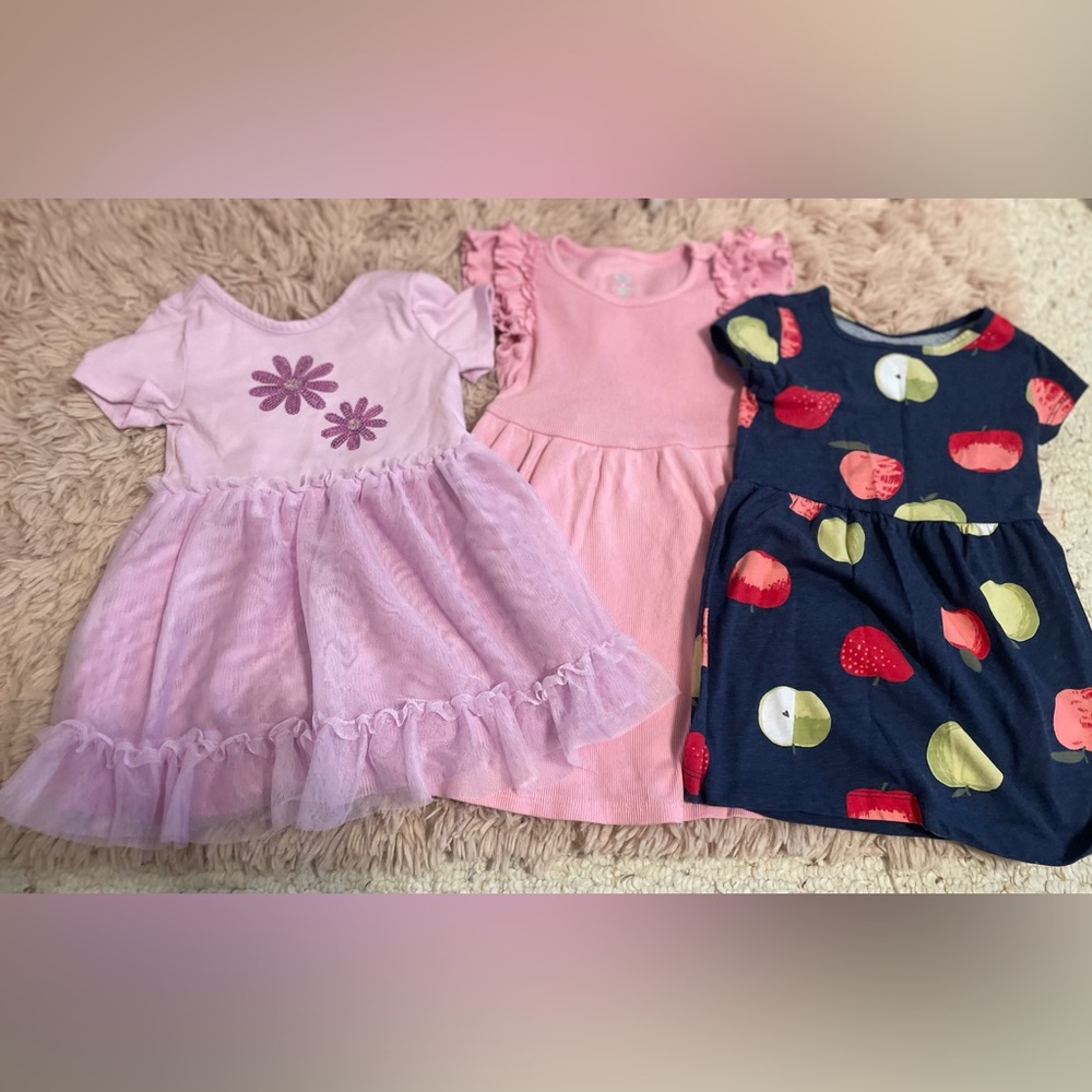 3-Piece Toddler Girl Dress Bundle Size 2T | Carter’s, Cat & Jack, Wonder Nation